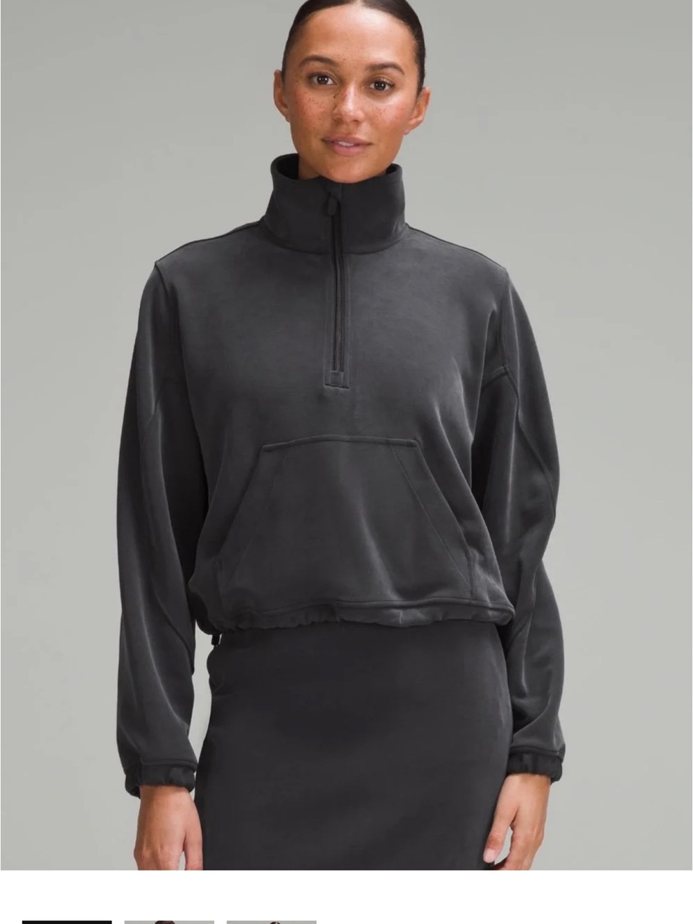 Lululemon softstreme Charcoal Half-Zip Funnel Neck Pullover (worn on seams)
